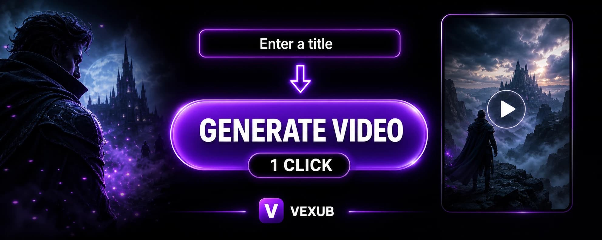 Enter a title, generate an AI video, and publish it